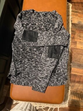 Michael Stars Black & Gray Marled Scoop Neck Sweater with Elbow Patches
